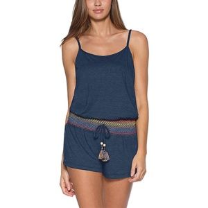 Soluna Sunset Smocked Cover-up • Romper - Navy Size Medium